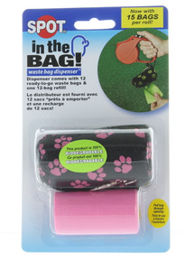 Spot In The Bag Dispenser Pink Canvas Pouch Cover 12 Bags Pet Waste Removal
