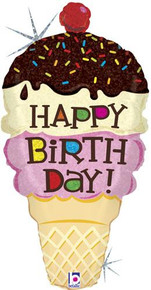 XL 33" Ice Cream Cone Super Shape Mylar Foil Birthday Balloon