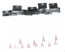 Breast Cancer Awareness Pink Ribbon Pendant Necklace Lot of 12