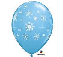 12 Qualatex Blue /w Snowflakes Latex Balloons Frozen Christmas Winter Party