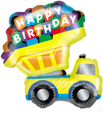 XL 33" Dump Truck Happy Birthday Super Shape Mylar Balloon Party Decoration