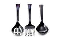 Lillian 3 Piece Black Serving Utensils Extra Long Heavy Weight Party Plasticware