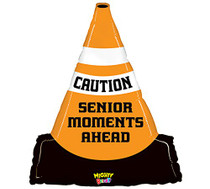 XL 27" Caution Senior Moment Traffic Cone Birthday Mylar Balloon