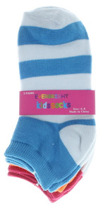 12 Pairs Kids Bright Color Stripe Pattern Low Cut Socks Sz 6-8  No Show EKA-6123