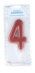 Large Glitter Number #4 Happy Birthday Candle Cake Topper 5" Decoration