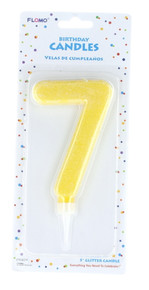 Large Glitter Number #7 Happy Birthday Candle Cake Topper 5" Decoration