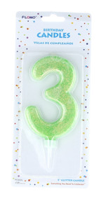 Large Glitter Number #3 Happy Birthday Candle Cake Topper 5" Decoration