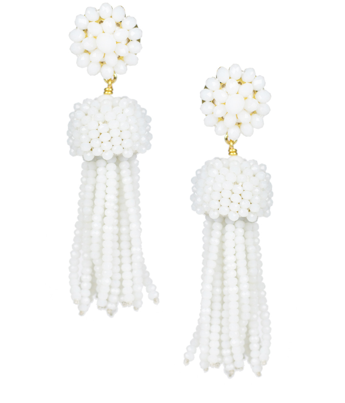 Tassel Earrings - Czech White - Lisi Lerch