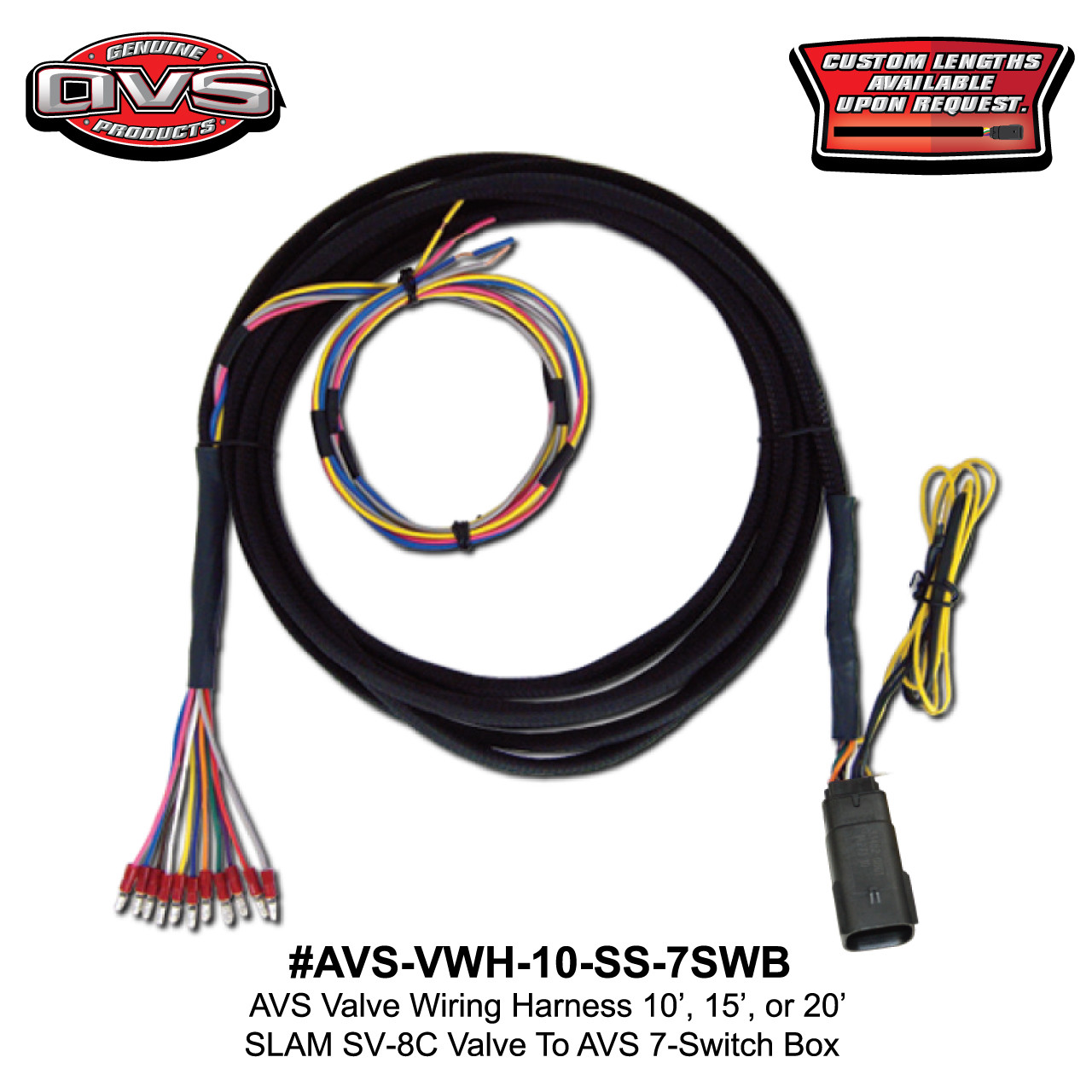 AVS VALVE WIRING HARNESS 10', 15', 20' - SLAM SPECIALTIES SV-8C VALVE TO AVS 7-SWITCH BOX