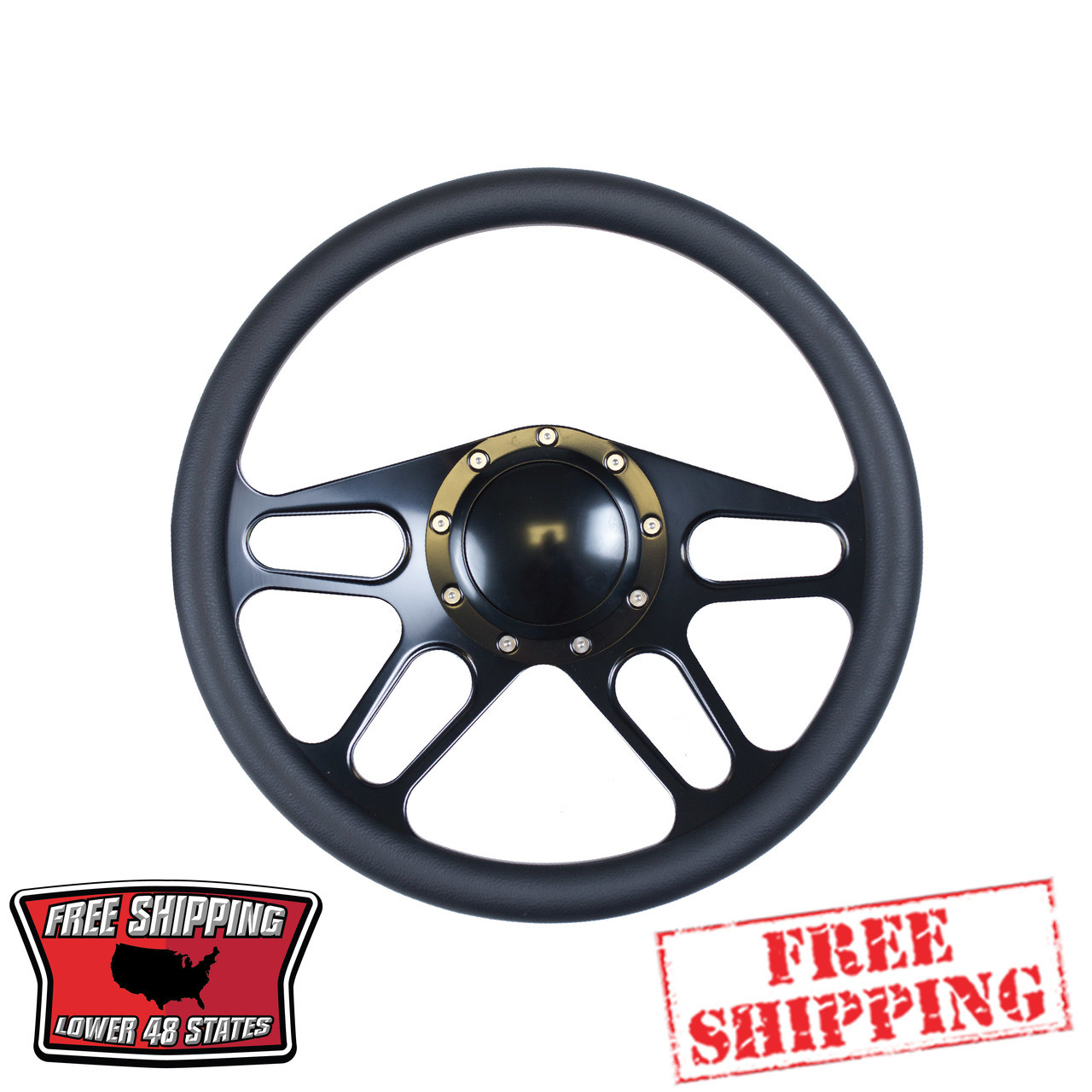 BILLET STEERING WHEEL AVSBILSWO6BK AVS