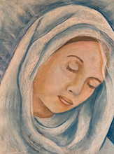 This image was created hours after I was privileged to personally shake hands with Pope in 2019. My heart was on fire when I returned to hotel to draw before my fellow pilgrims. The Holy Spirit gifted me a veil along the top of Mary's beautiful face.