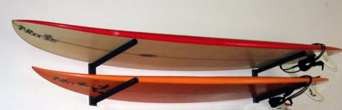 Surfboard Rack with Angled Support Bars. 
Our surf racks are 100% made in the U.S.A.
Organize your boards with T-Rax.