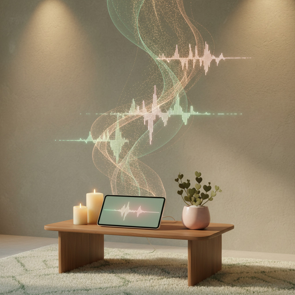 Calm studio class or personal space using brainwave audios