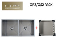INTERCHANGE UPTOWN SQUARE DOUBLE BOWL SINK + DRAIN TRAY - QR2 PACK