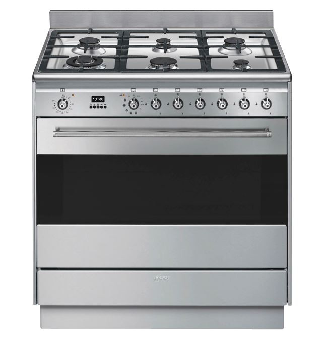 SMEG 90CM DUAL FUEL FREESTANDING PYROLYTIC OVEN FSP9610X Berloni
