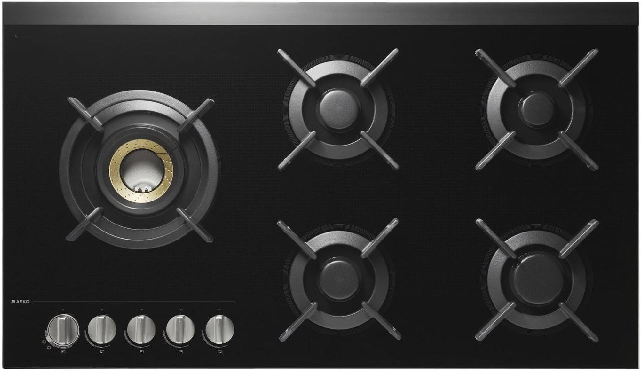 Asko Volcano 90cm Gas On Glass Cooktop 5 Burner Hg1935ad