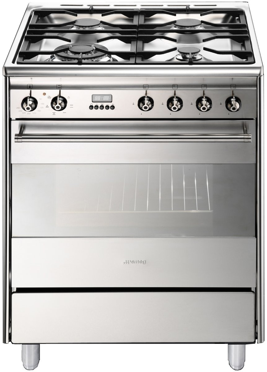 SMEG 60CM DUAL FUEL FREESTANDING OVEN FS61XNG8
