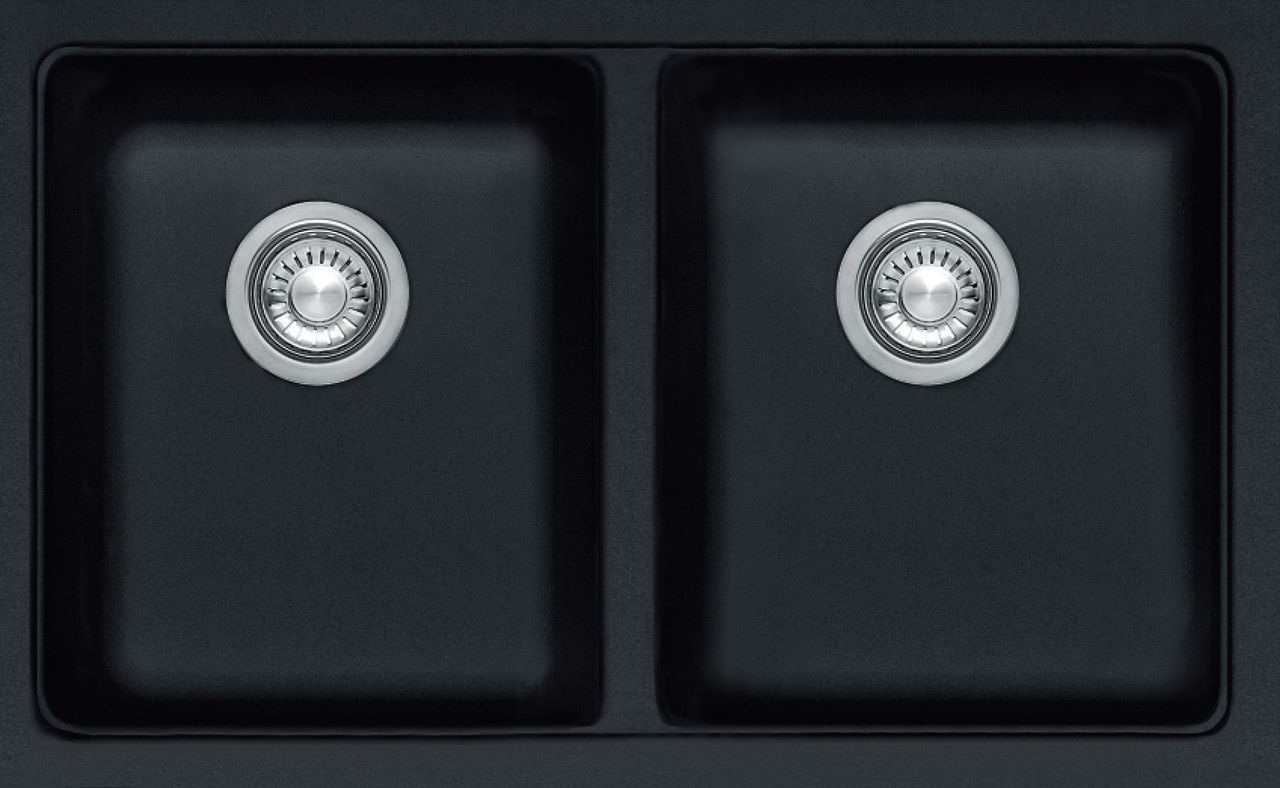 FRANKE KUBUS BLACK FRAGRANITE DOUBLE BOWL SINK - KBG120-B ONYX