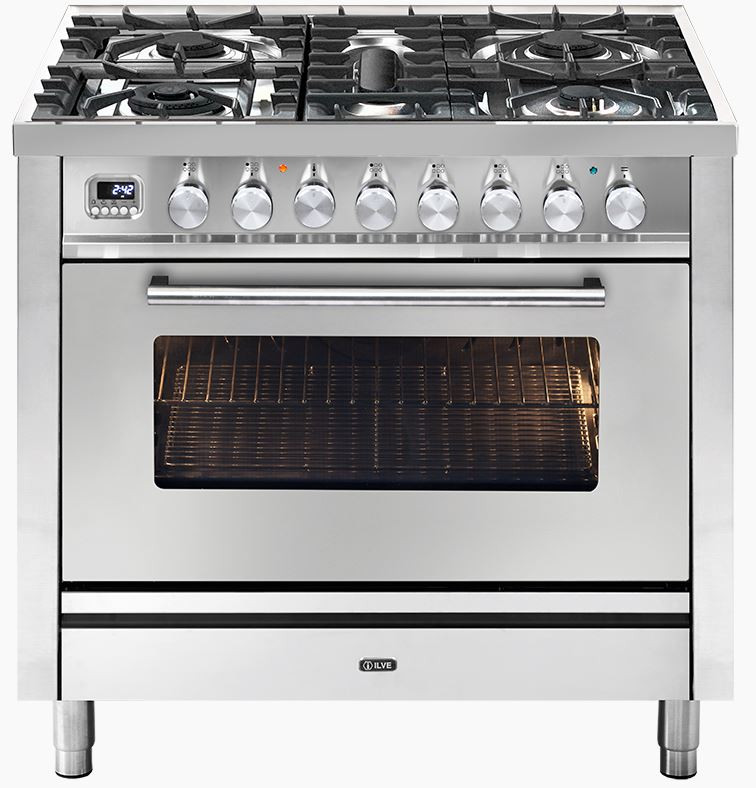 ILVE 90CM PROFESSIONAL PLUS 5 BURNER WITH FISH BURNER FREESTANDING