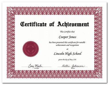 Shown is certificate border, style 1, in burgundy ink on white paper (Cool School Studios 02200).