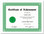 Shown is certificate border, style 1, in green ink on white paper (Cool School Studios 02200).