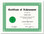 Shown is certificate border, style 1, in green ink on parchtone paper (Cool School Studios 02201).