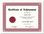 Shown is certificate border, style 1, in burgundy ink on parchtone paper (Cool School Studios 02201).