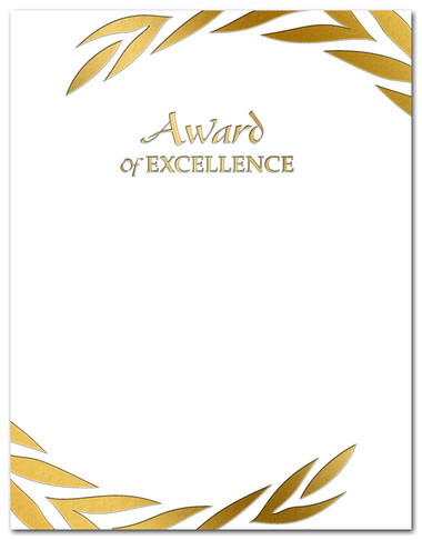Gold Foil Embossed Award of Excellence from Cool School Studios.
