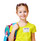 Image shows a young girl wearing a Field Trip Badge on her clothing from the Cool School Studios Custom Field Trip ID Secure-D Duplicate Log-in Book (04007).