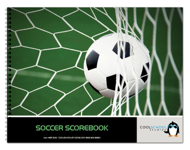 Image shows the cover of the Soccer Scorebook from Cool School Studios (BR 506).