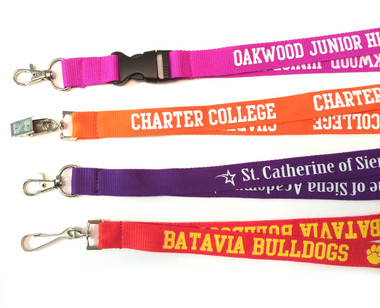 Shown are the imprinted polyester lanyards from Cool School Studios (4012).