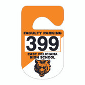 Shown is a Two-Color Consecutive Numbered Plastic Parking Hang Tag from Cool School Studios (KC-10H_N2).