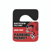 Image shows KC-6H_2) 2-color security plastic parking hang tag from Cool School Studios.