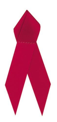 Shown is satin awareness ribbon in red (Cool School Studios 09000).