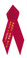 Shown is the red satin awareness ribbon with customization foil imprint option.
