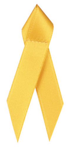 Shown is satin awareness ribbon in yellow (Cool School Studios 09001).