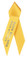 Shown is the yellow satin awareness ribbon with customization foil imprint option.