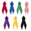 Shown are all the satin awareness ribbon color options.
