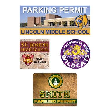 Image of four parking decals from Cool School Studios.