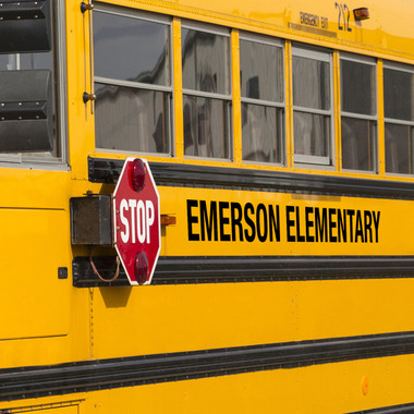 Shown here are outdoor letters in black on a school bus (Cool School Studios 10005).