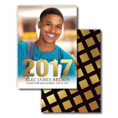 Shown is Style 05 Gold Blocks Senior Announcements from Cool School Studios.