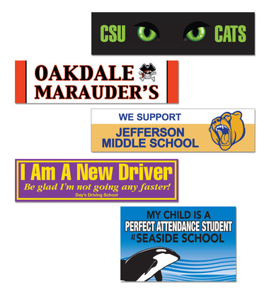 Shown are various bumper and spirit decals (Cool School Studios 08015).