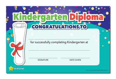 Shown is the YOU’RE A STAR Kindergarten Diploma (Cool School Studios 03022).