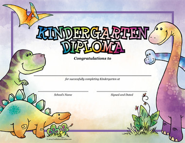 Dinosaurs Kindergarten Diploma from Cool School Studios.