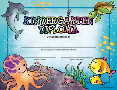 Sea Creatures Kindergarten Diploma from Cool School Studios.