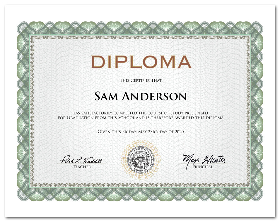 CUSTOM Diplomas - Full Color / 5 Styles - Priced Each Starting at 50 - Cool  School Studios