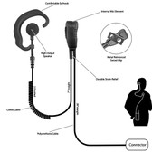Pryme RESPONDER Earhook Lapel Mic for Motorola 2 Pin Radios CP200 CLS DTR