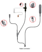 Pryme Heavy Duty 3-Wire Earpiece for Kenwood 2-Pin TK and ProTalk Radios