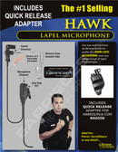 Hawk Lapel Microphone with Quick Release for Harris Unity XG25 XG75 P5300 P7300 Radios