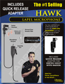 Hawk Lapel Microphone with Quick Release for Vertex VX537 NYPD Radios